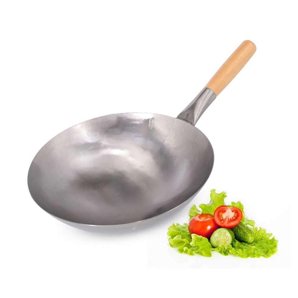 ISO9001 Professional Factory Amazon Hot-Selling Hand Hammered Iron Wok Flat Bottom Induction Wok