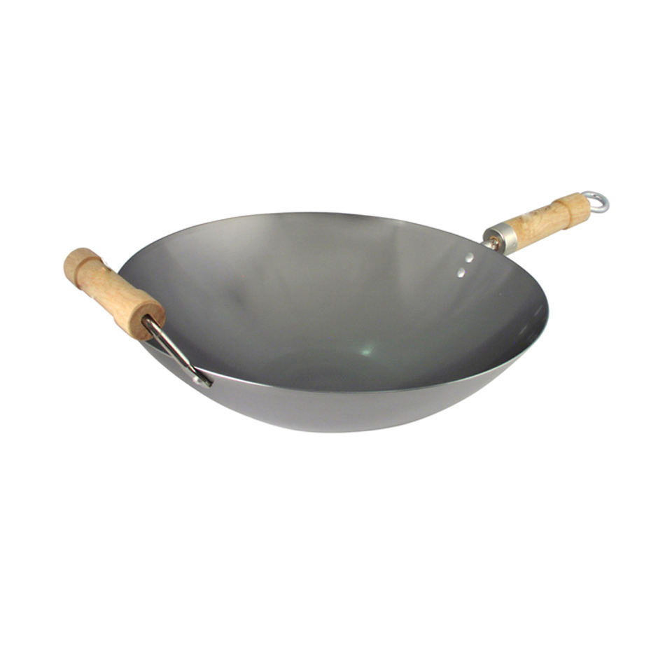 Traditional Hand Hammered Carbon Steel Pow Wok Blue Non-Stick Carbon Steel Wok