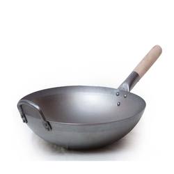 25Cm Black Carbon Steel Wok 50Cm Deep Dish Carbon Steel Hand Made Wok